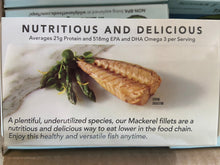 Load image into Gallery viewer, Mackerel, Wild, Packed in EVOO, Wild Planet, Fillets