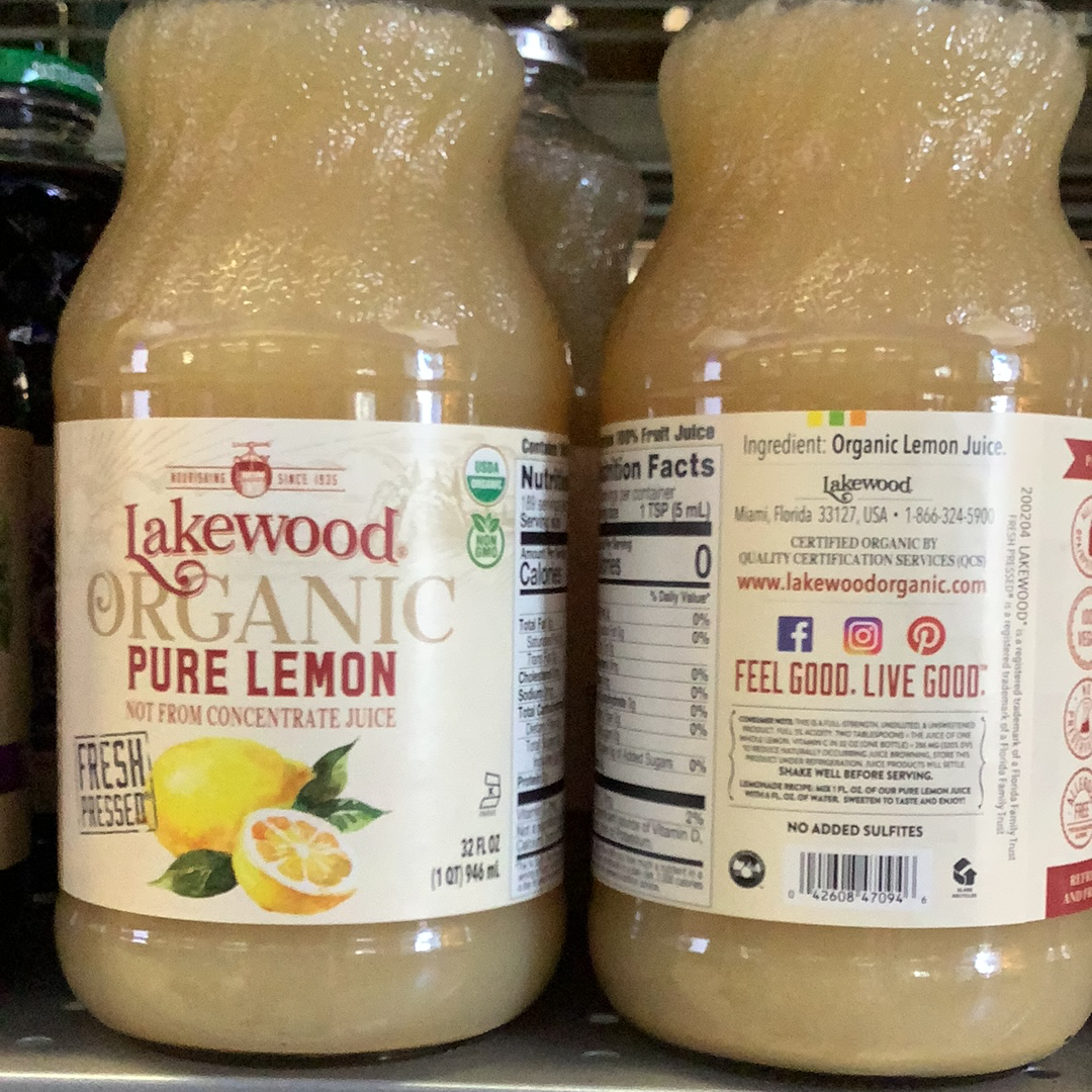 Lakewood Organic Pure Lemon Juice 32 fl oz Pack of 2