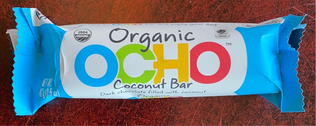 Candy Bars, Dark Chocolate and Coconut, Ocho Organic