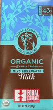Load image into Gallery viewer, Chocolate Bar, Milk Chocolate, Organic 43% Cacao, Equal Exchange