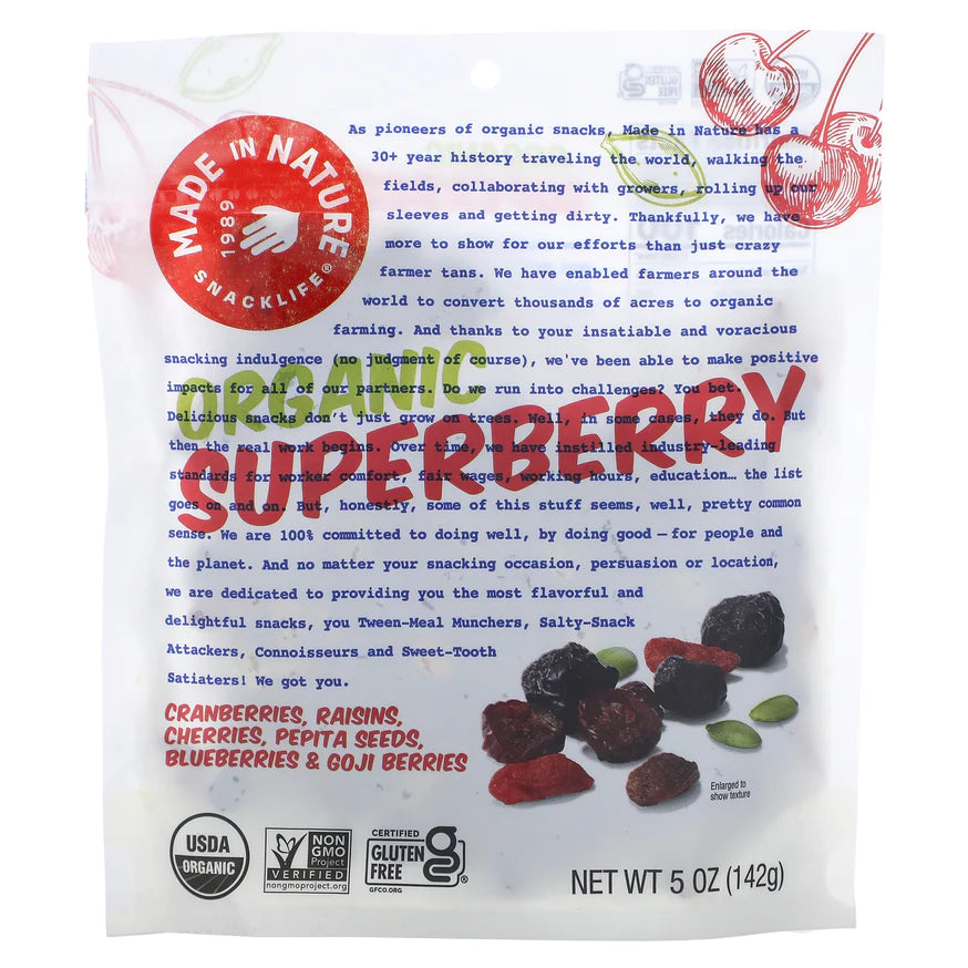 Dried Super Berries, Organic, Made in Nature, 5 oz