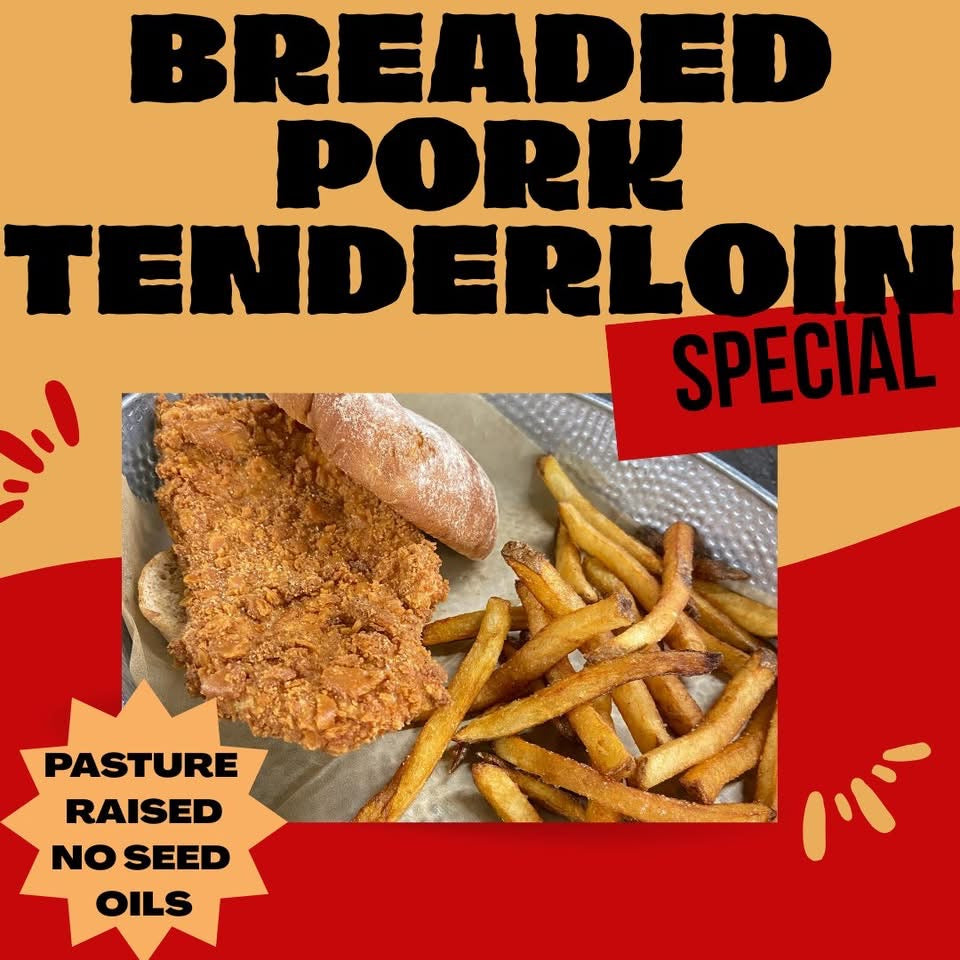 Breaded Pork Tenderloin Sandwich with or without Fries