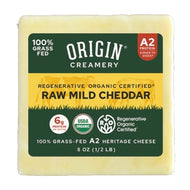 Cheese, Cheddar, Raw, Aged, Organic, A2, Origin, 8 oz