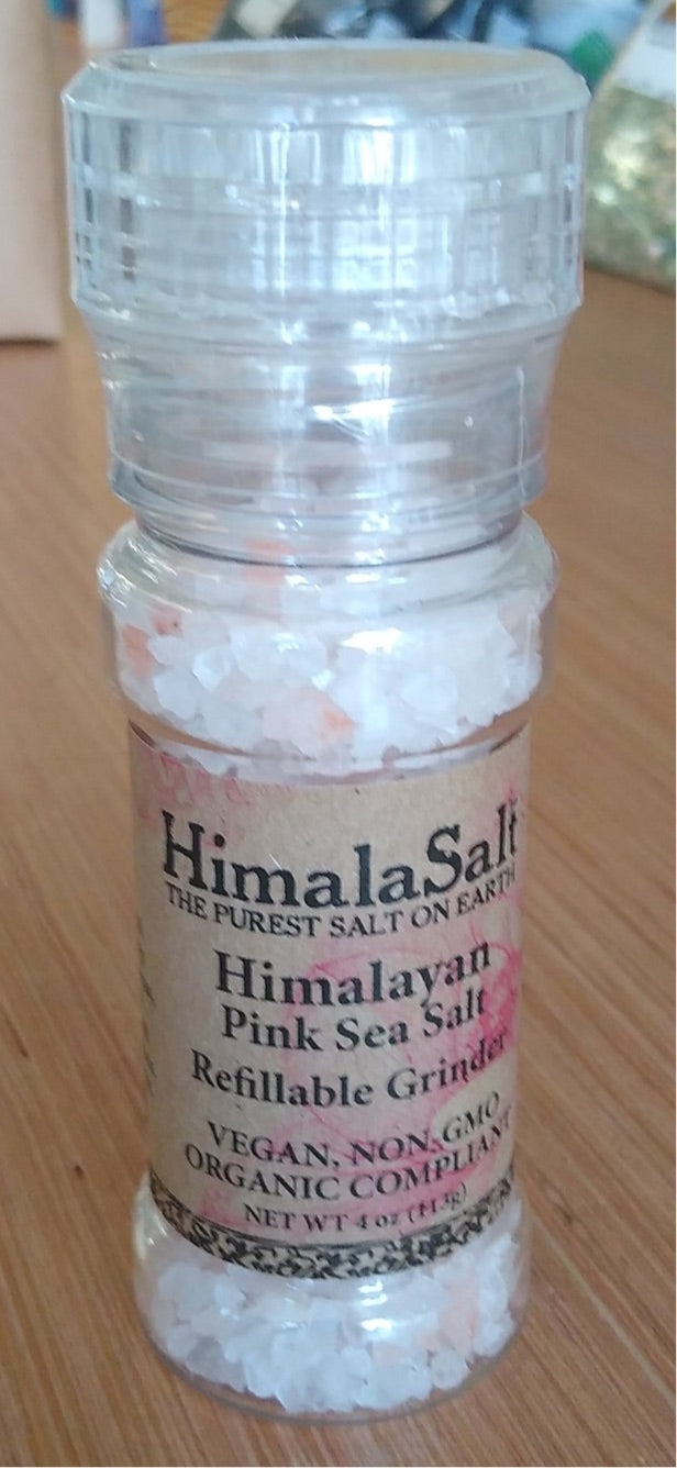 Himalayan Pink Sea Salt, Refillable Grinder