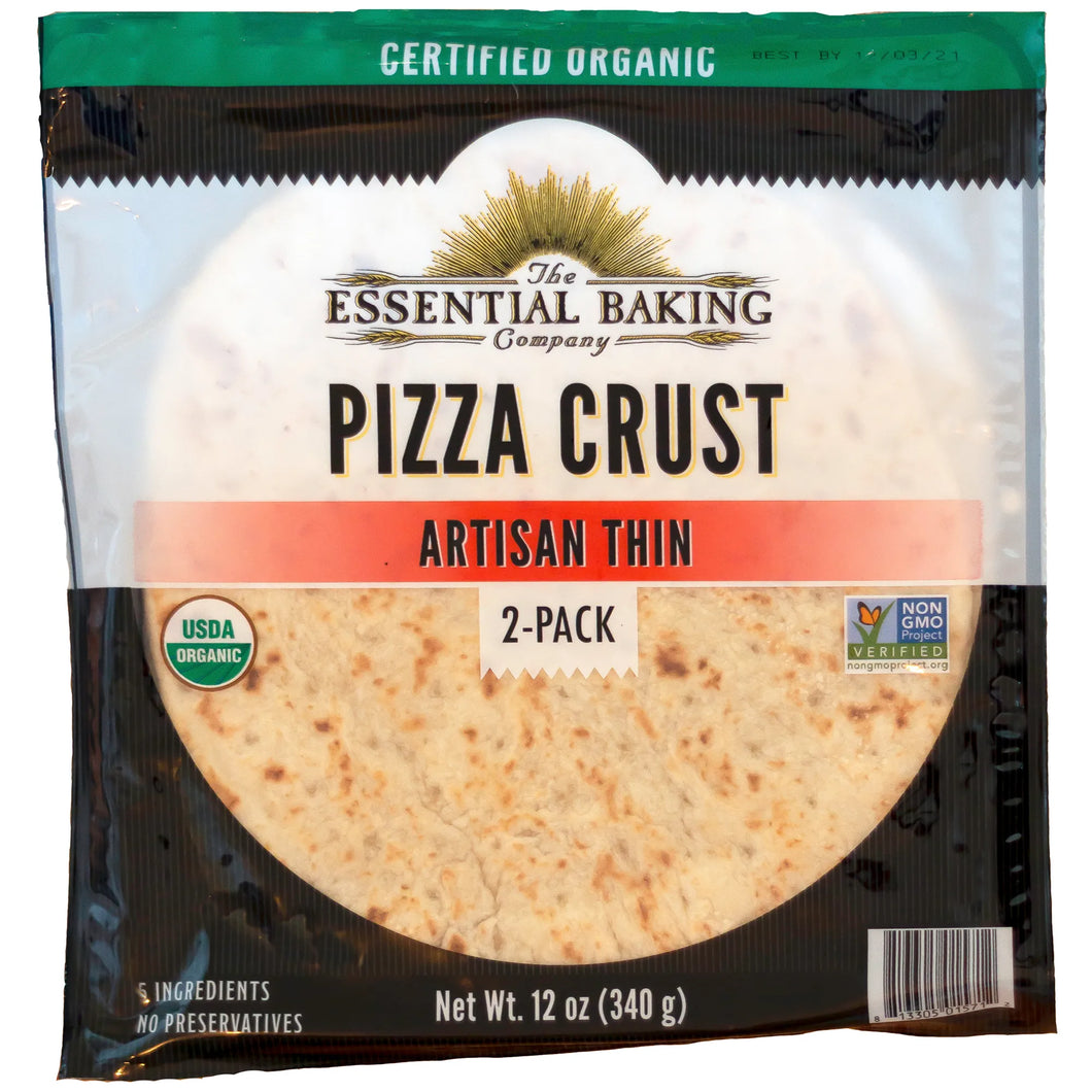 Pizza Crust, Artisan Thin, Organic The Essential Baking Company, 2 pack