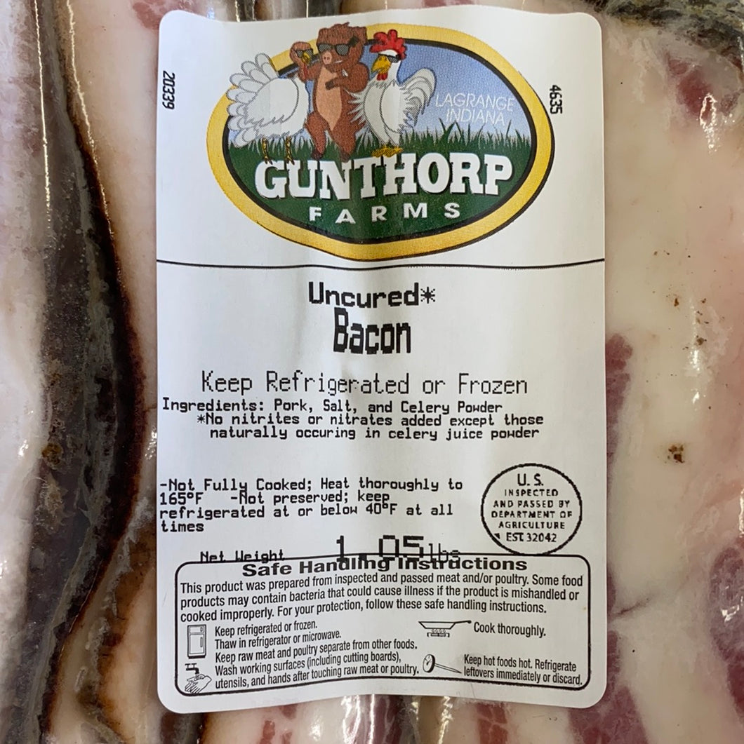 Bacon, Ends & Pieces, Hickory Smoked, Uncured, Gunthorp Farm