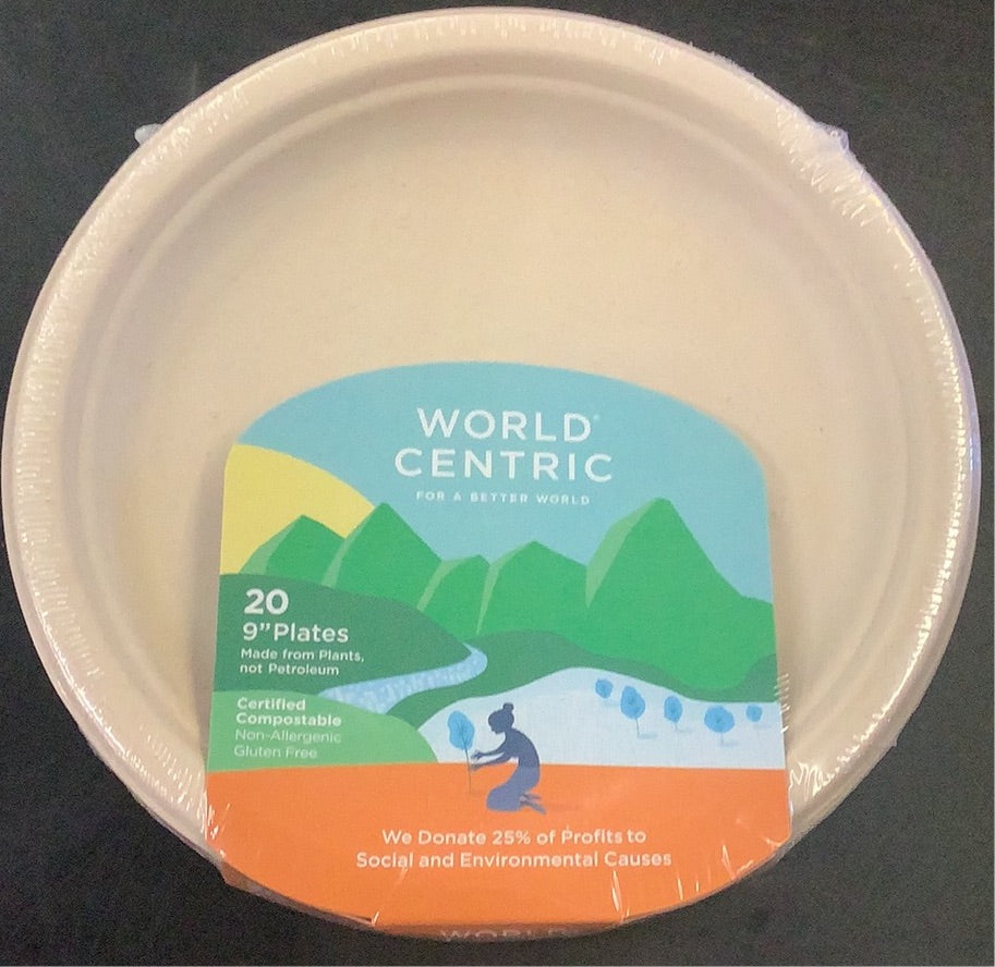 9 In. Certiefied Compostable Plates, World Centric