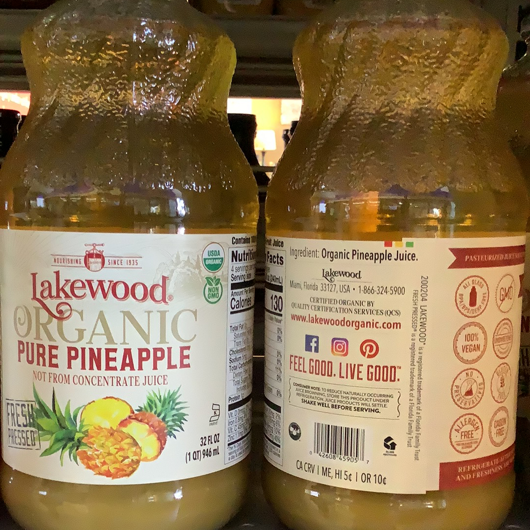 Juice, Organic Pure Pineapple, Lakewood