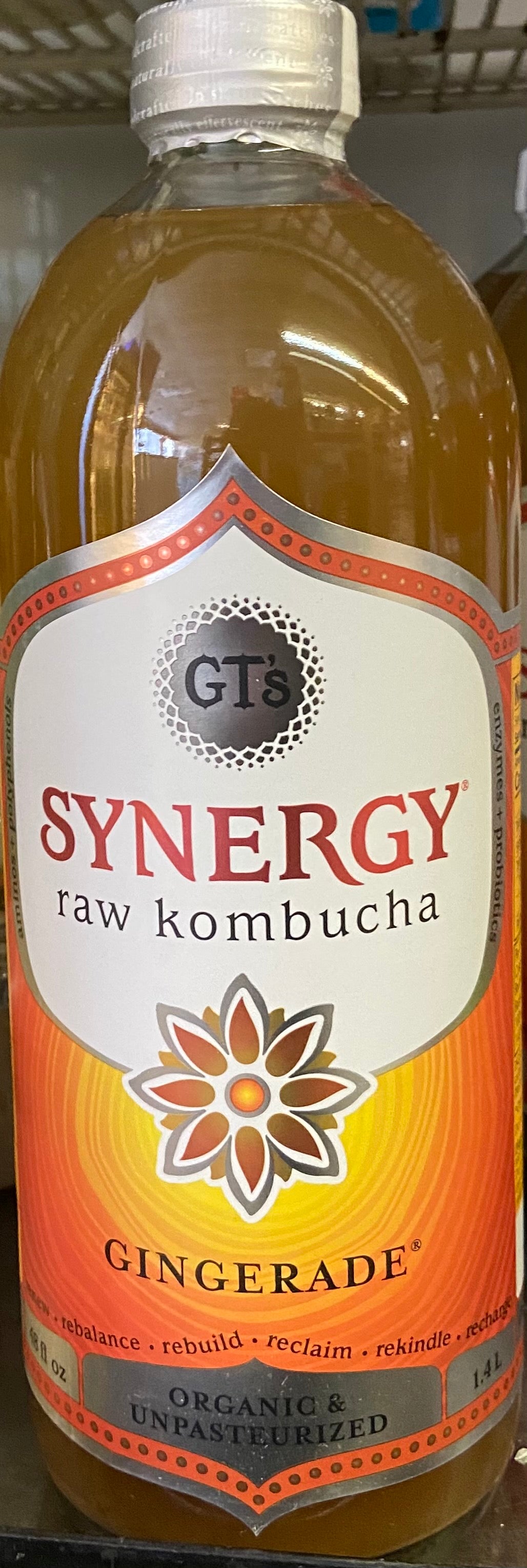 Kombucha, LG Gingerade, Organic Gingerade, GT's (Large 48 oz. size)