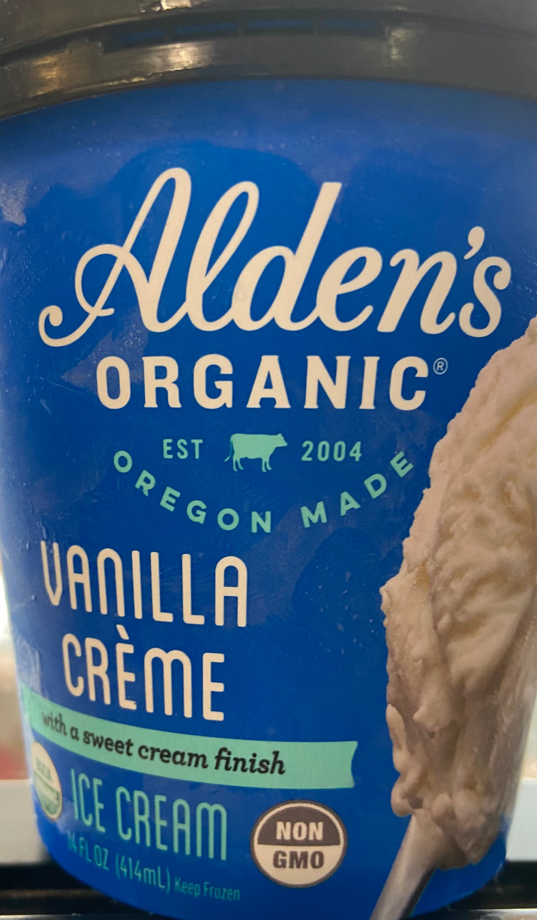 Vanilla ice cream, Alden’s, organic