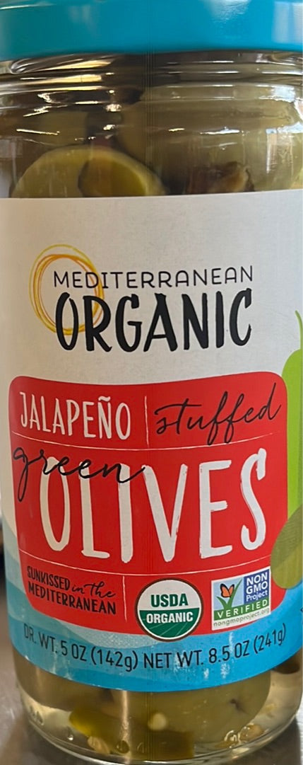 Green Olives, Jalapeño stuffed, Mediterranean Organic
