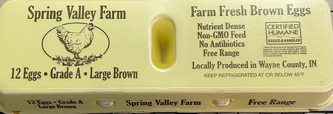 Eggs, Local, Spring Valley Farm, 1 Dozen