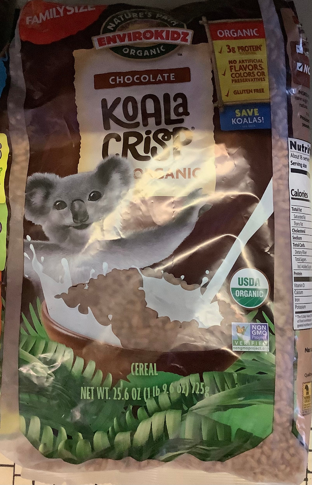 Cereal, Chocolate Koala Crisp, Organic, Gluten Free, Nature's Path Envirokidz