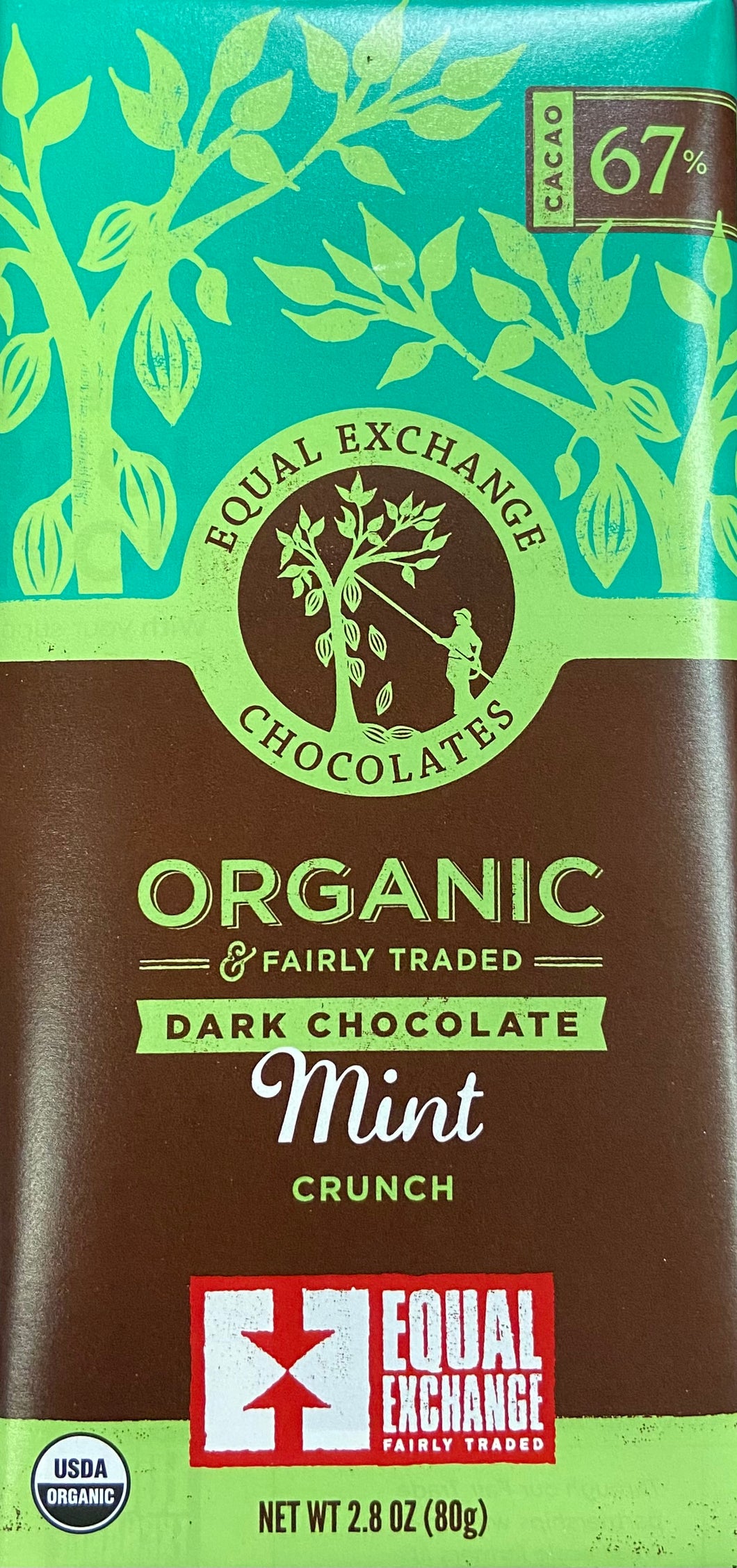 Chocolate Bar, Dark Mint Crunch, Organic 67% Cacao, Equal Exchange