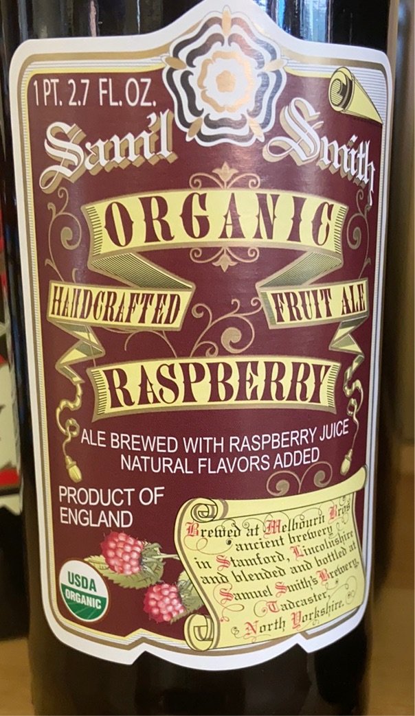 Beer, Raspberry Ale, Samuel Smith, Organic, Served in Restaurant