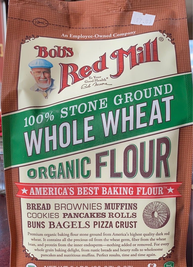 Flour, 100% Whole Wheat, Bob's Red Mill Organic, 5 lb. bag