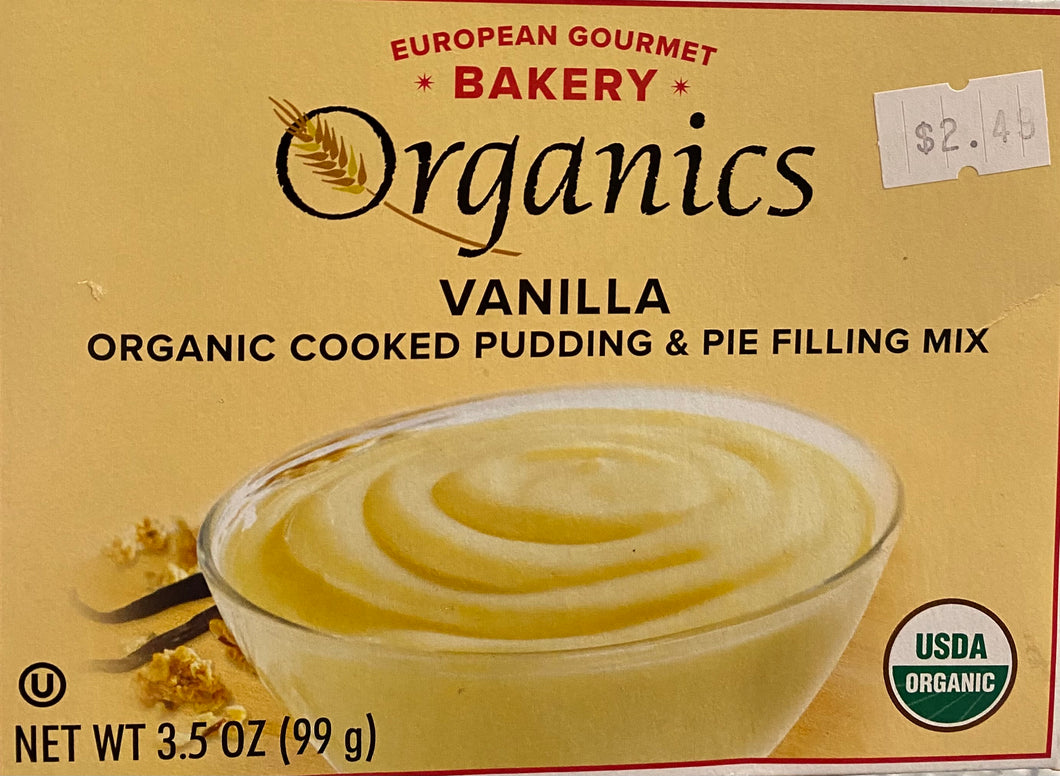 Vanilla Pudding mix and pie mix, organic, European Gourmet bakery