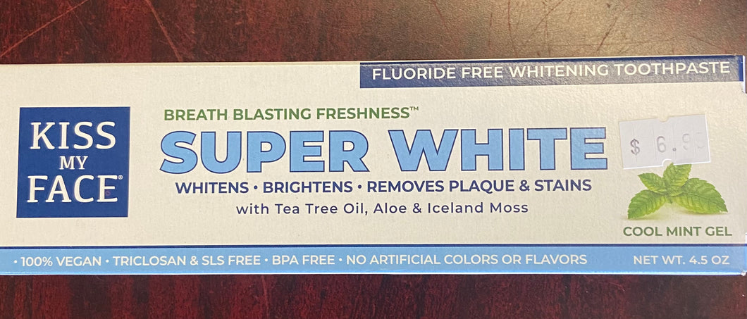 Toothpaste, Kiss My Face , Fluoride Free, Whitening, Cool Mint Gel