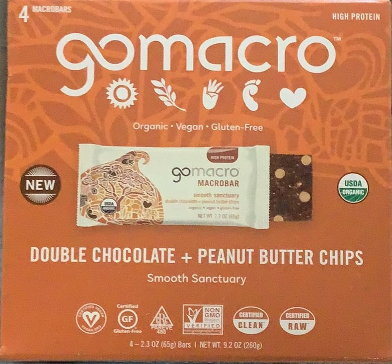 MacroBar, Double Chocolate & Peanut Butter Chips, Vegan, GoMacro