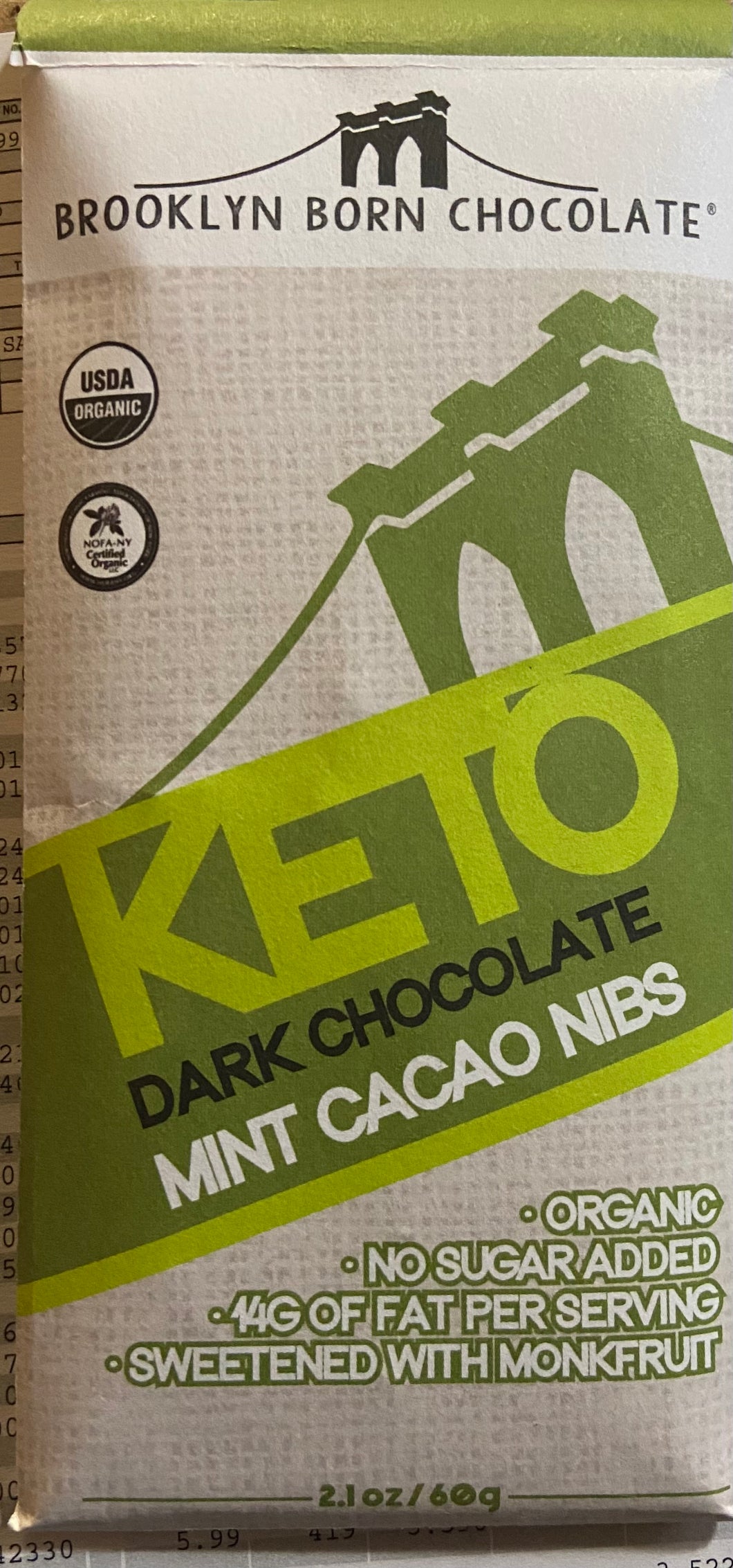Chocolate Bar, Brooklyn Born, Mint Cacao Nibs, Organic, Keto