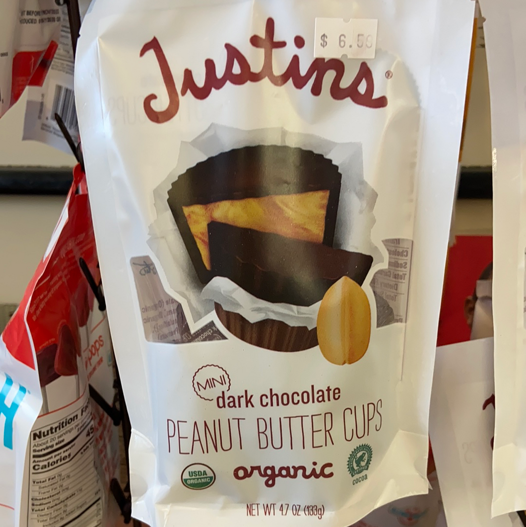 Chocolate Cups, Peanut Butter Minis, Bag, Organic Dark, Justin's