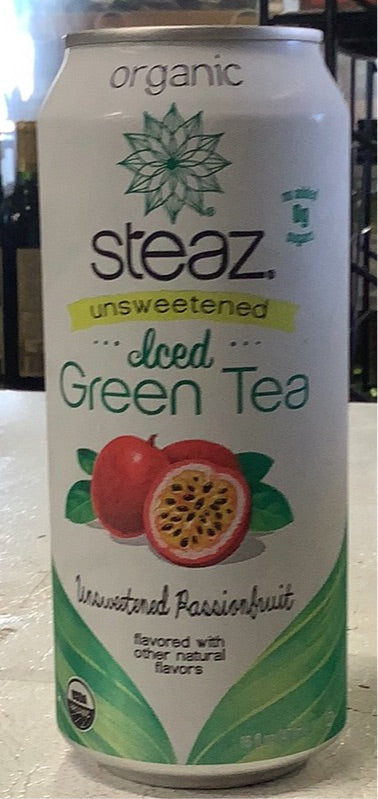 Unsweetened Passionfruit Iced Green Tea, Steaz, 16 oz