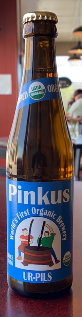 Beer, Pinkus Ur-Pils; Organic, Served in Restaurant