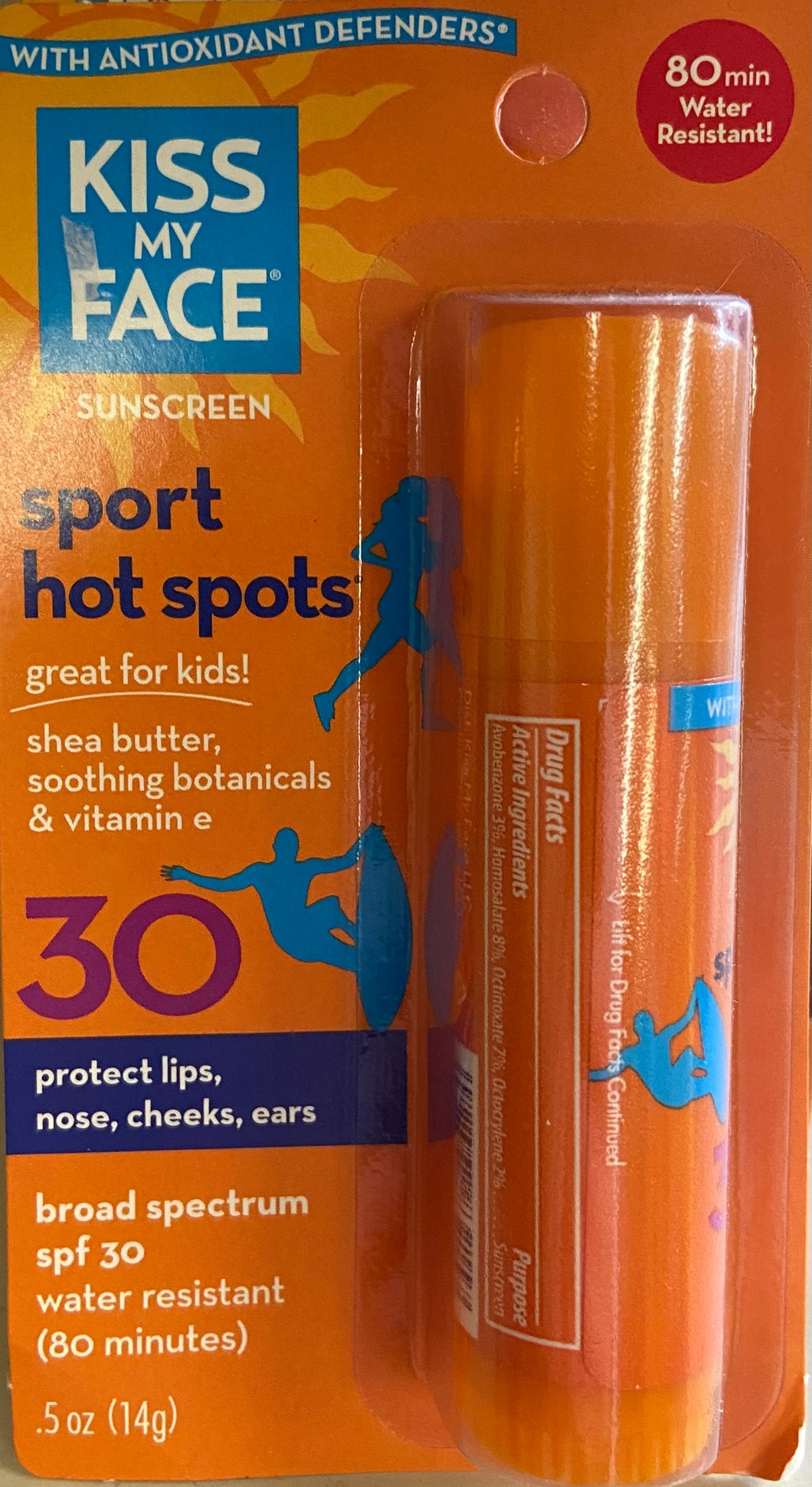 Sunscreen, SPF 30 Stick for Sport Hot Spots, Kiss My Face