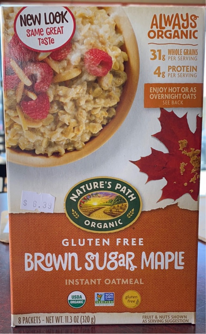 Oatmeal, Instant Brown Sugar Maple, Organic, Nature's Path