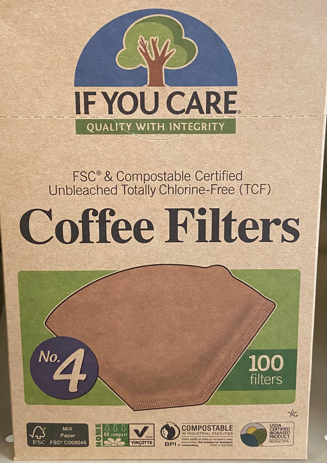 Coffee Filters, Cone Style Unbleached, If You Care