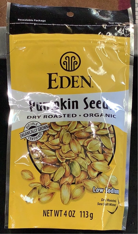 Pumpkin Seeds, Eden, Dry Roasted, Organic