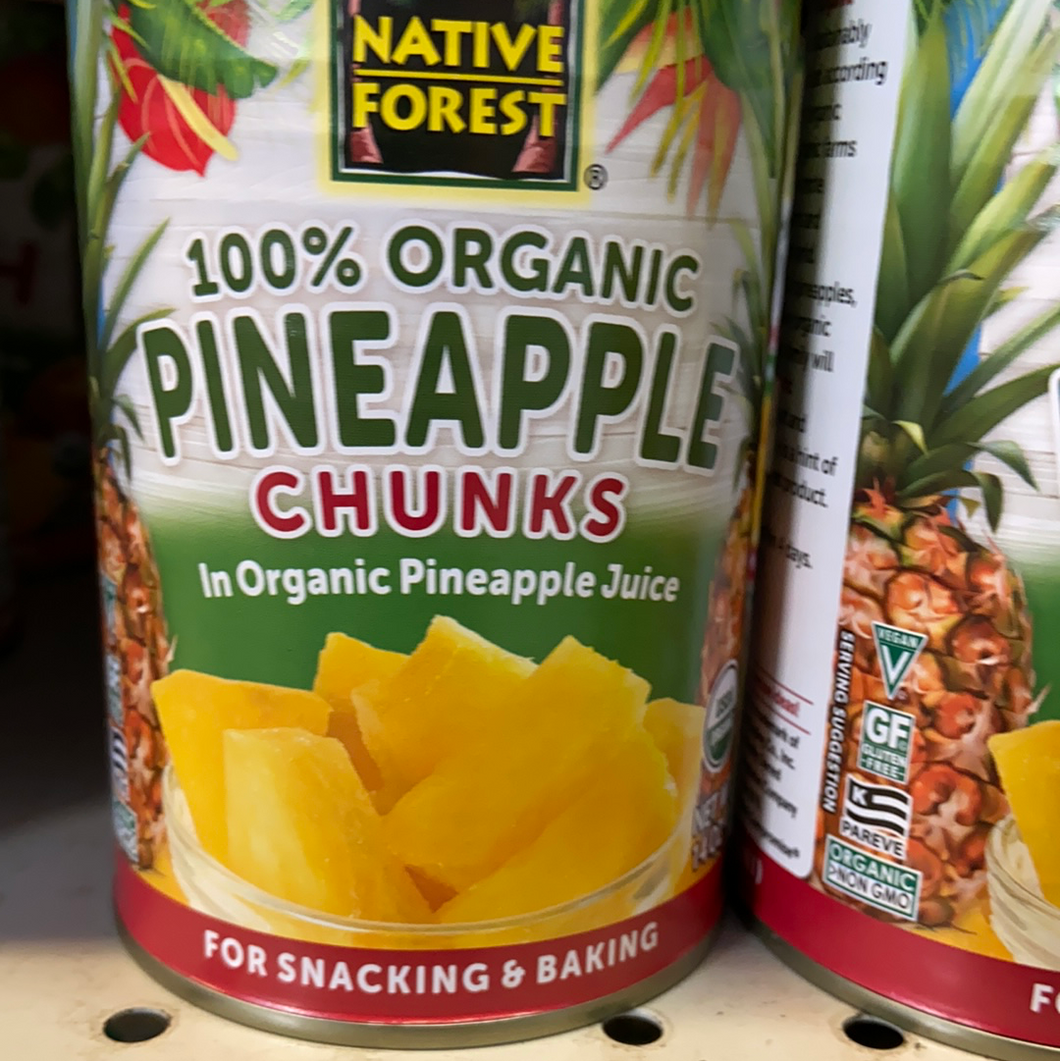 Fruit, Canned Pineapple Chunks, Organic, Native Forest