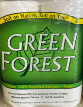 Load image into Gallery viewer, Toilet Tissue, 4 rolls, 100% Recycled, 90% Post Consumer Recycled, Green Forest
