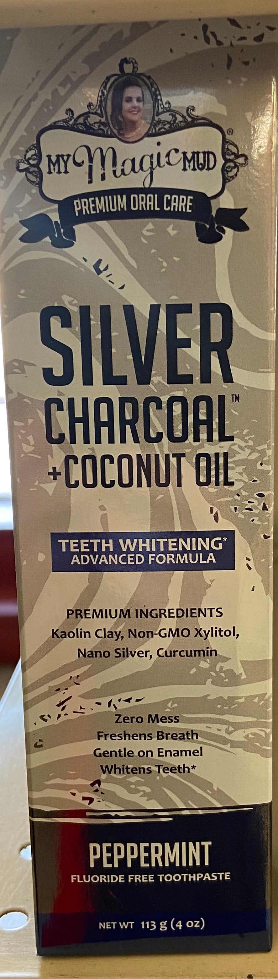 Toothpaste, Silver Charcoal plus Coconut Oil, Peppermint, My Magic Mud