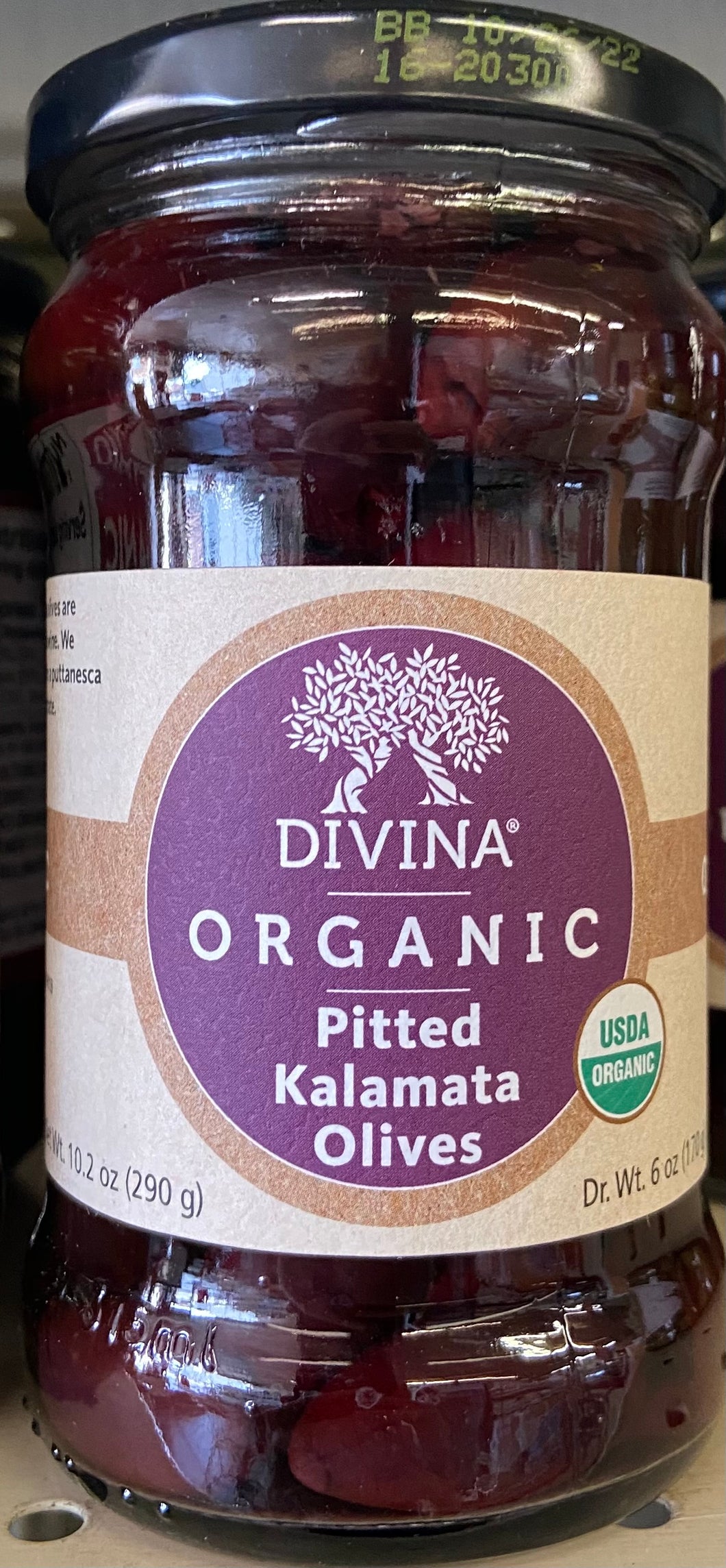 Olives, Pitted Kalamata, Divina, Organic, 6 oz