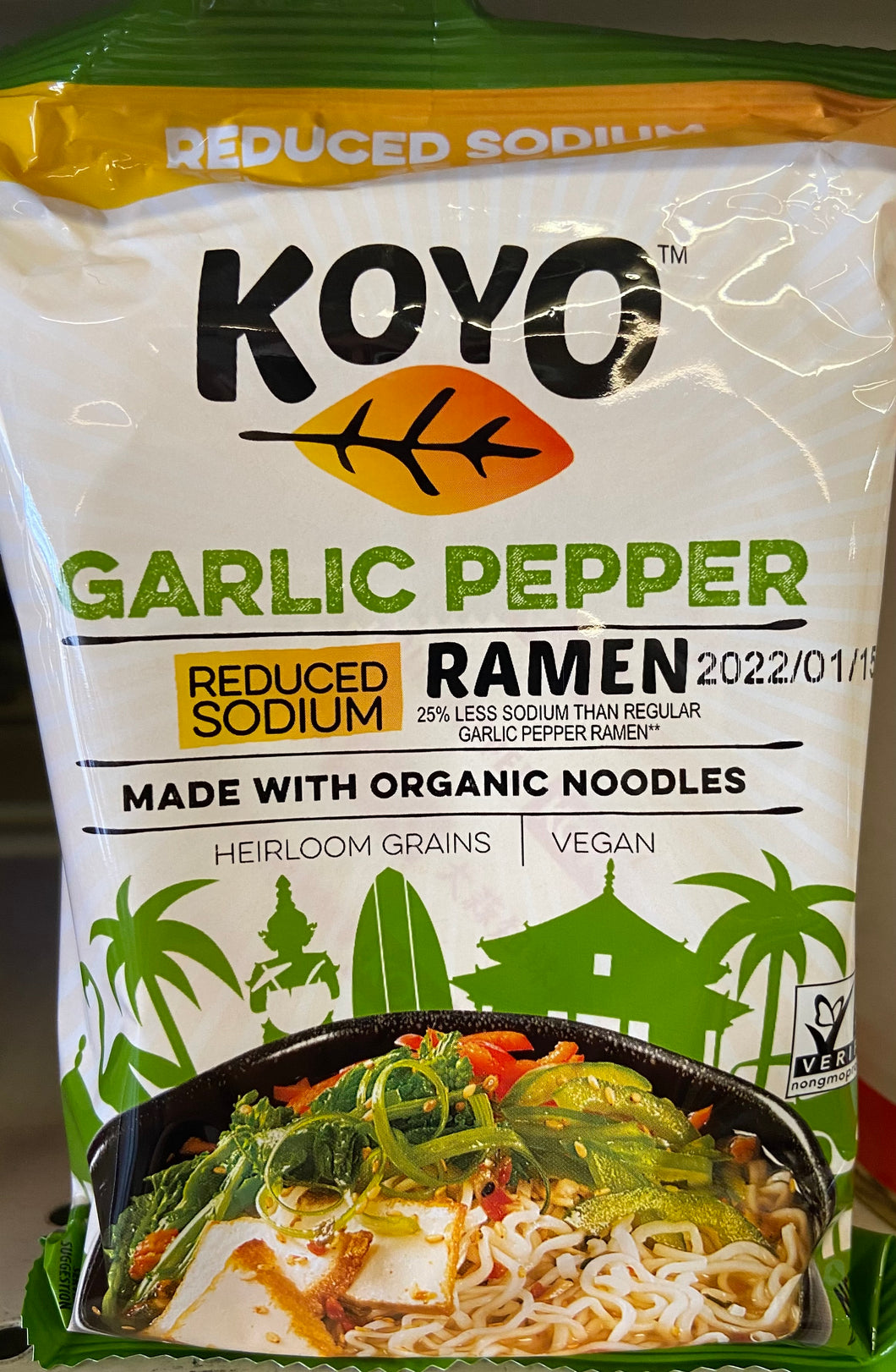 Ramen, Garlic Pepper Noodles, Organic, Vegan, Koyo, Reduced Sodium
