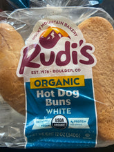 Load image into Gallery viewer, Hot Dog Buns, White, Organic, Rudis, 6 pk
