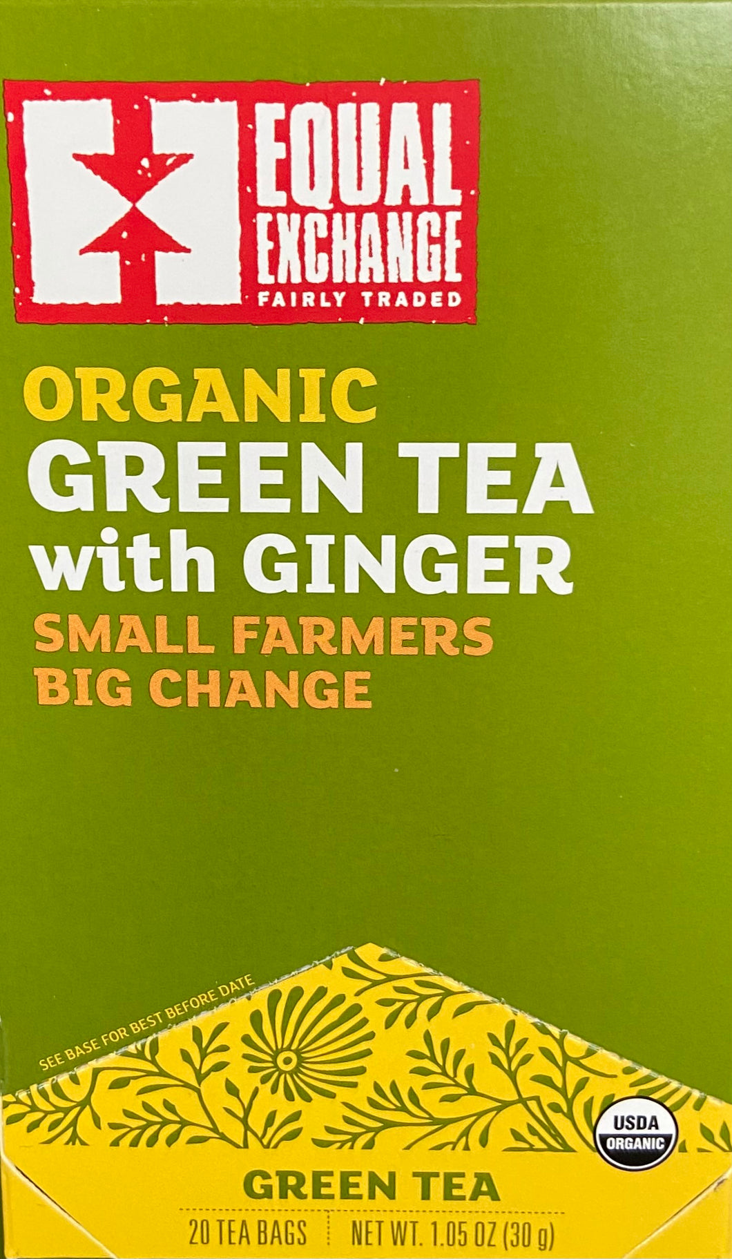 Tea Bags, Organic Green Tea with Ginger, Equal Exchange
