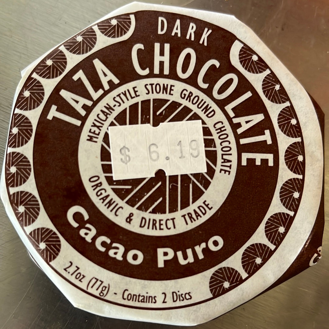 Chocolate Disc, Dark Cacao Puro, Organic, Taza