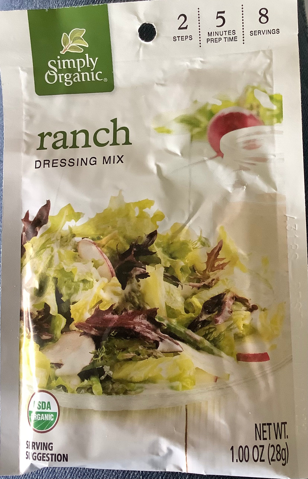 Ranch Dressing Mix, Simply organic vegetarian, gluten free