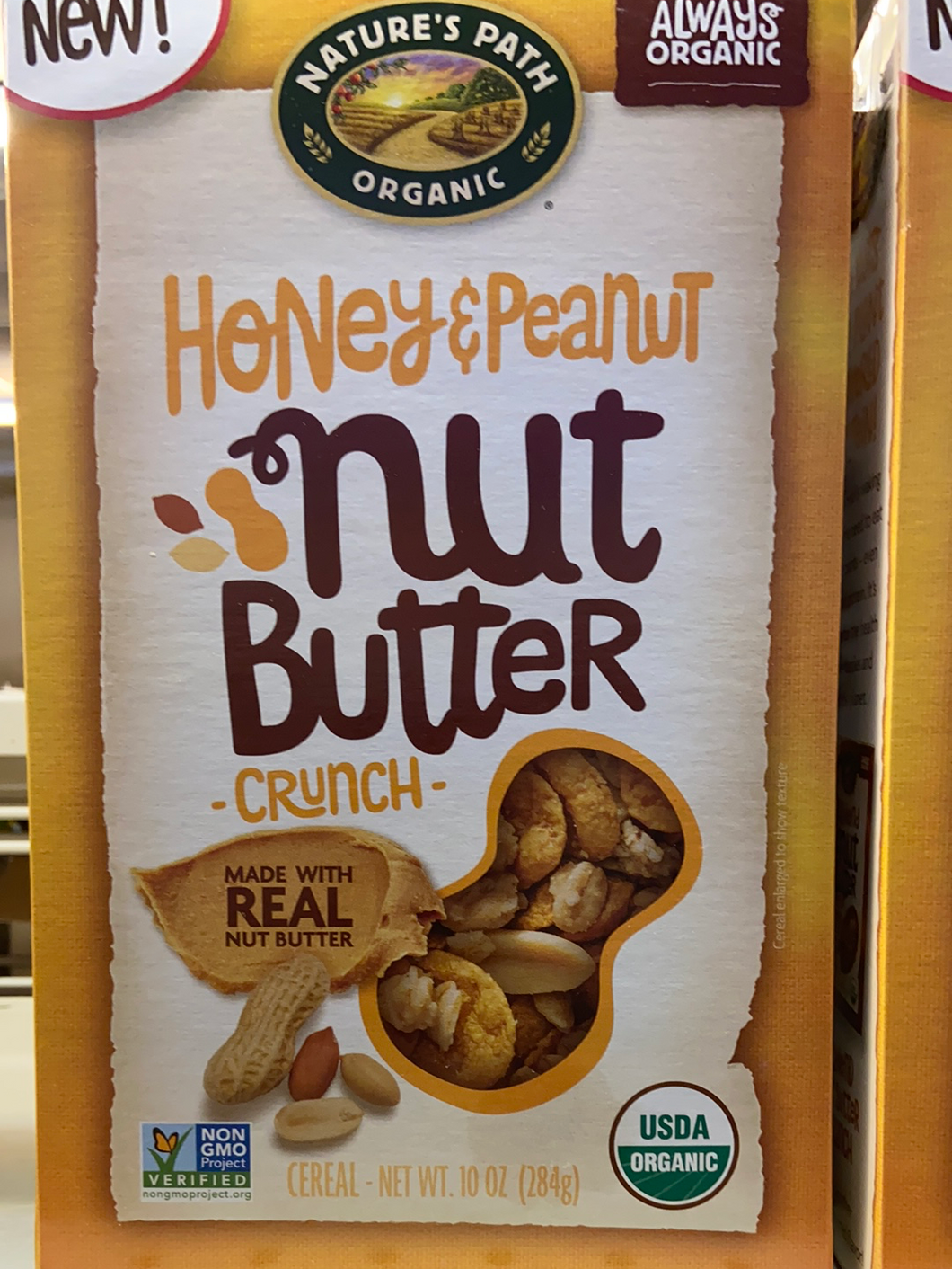Cereal, Honey & Peanut Nut Butter Crunch, Organic, Nature's Path