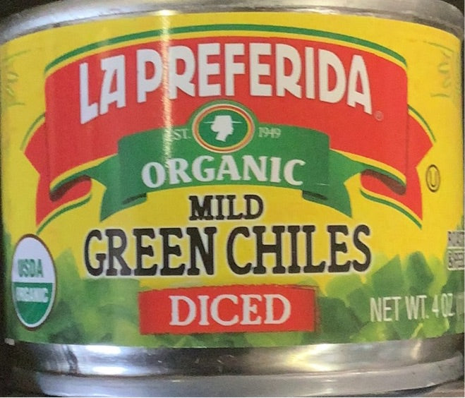 Mild Green Chiles, Diced, Organic, La Preferida