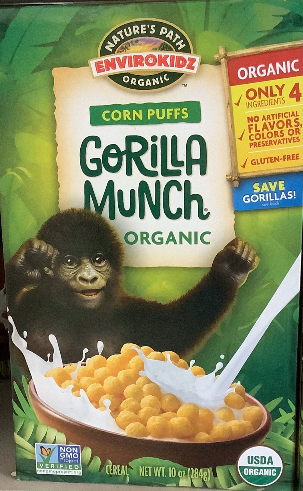 Cereal, Gorilla Munch Corn Puffs, Organic, Nature's Path