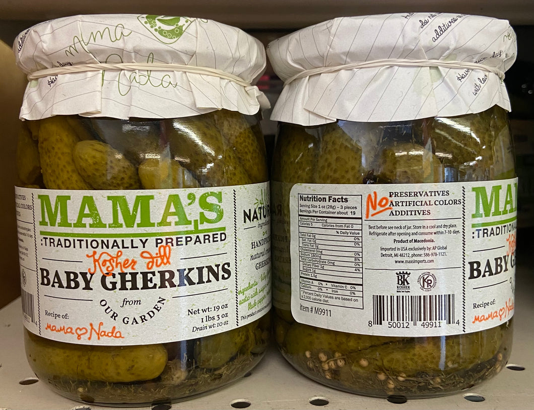 Pickles, Kosher Dill, Baby Gherkins, Mama's