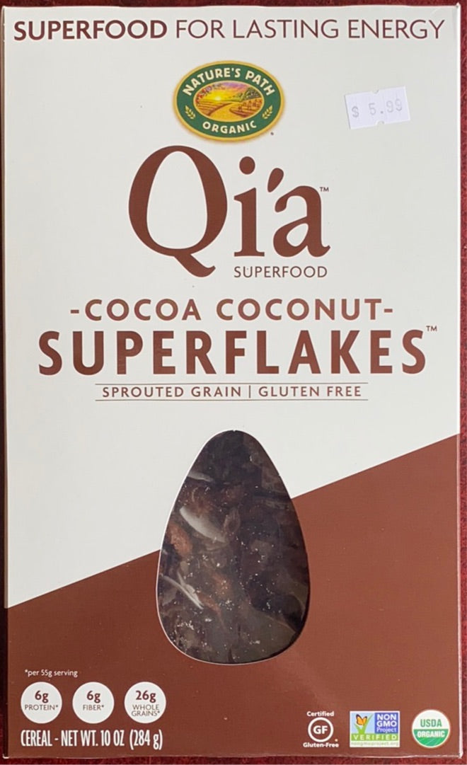 Cereal, Qi'a Superfood, Cocoa Coconut Superflakes, Organic Gluten Free, Nature's Path